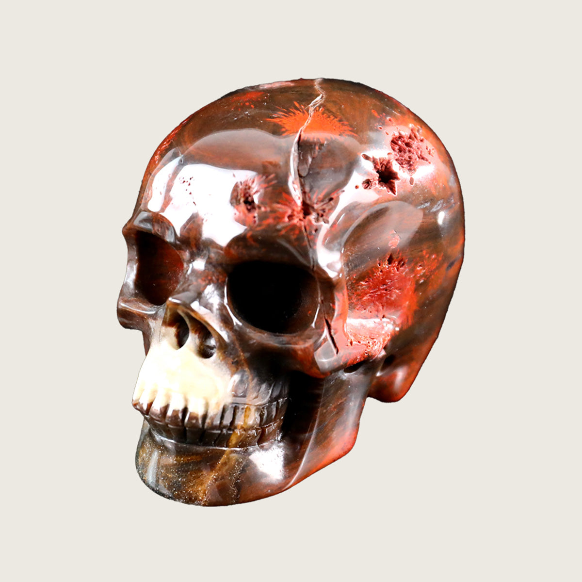3.0" Red Jasper Human Skull Carving  #SKH30013
