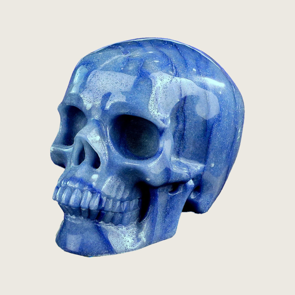 4.5" Blue Aventurine Crystal Skull Carving  #SKHBL4501