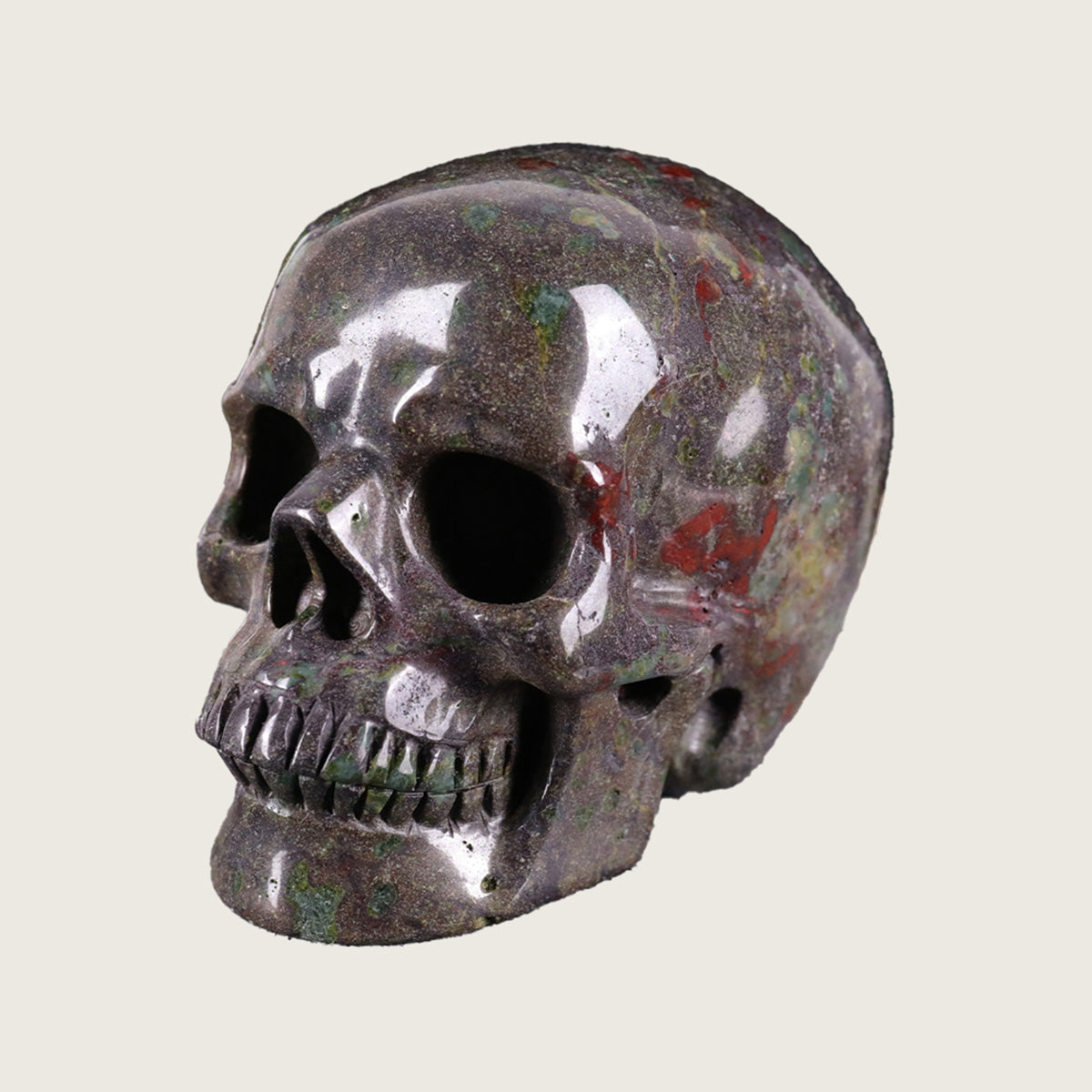 3.0" Dragon Blood Jasper Human Skull Carving  #SKH30016