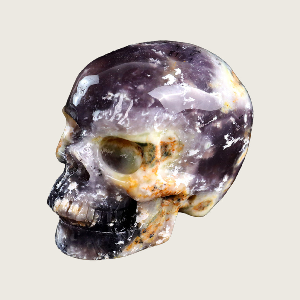3.0" White Opal Crystal Skull Carving  #SKH30079