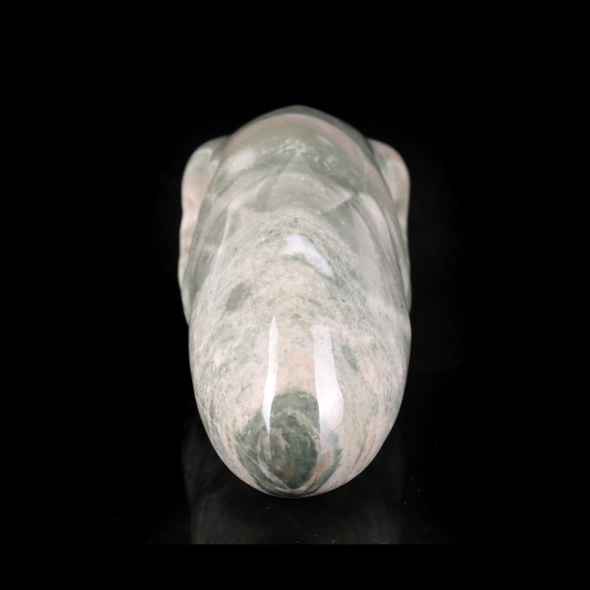 3.9" Jiulong Jade Maya Alien Skull Carving  #CSC0034