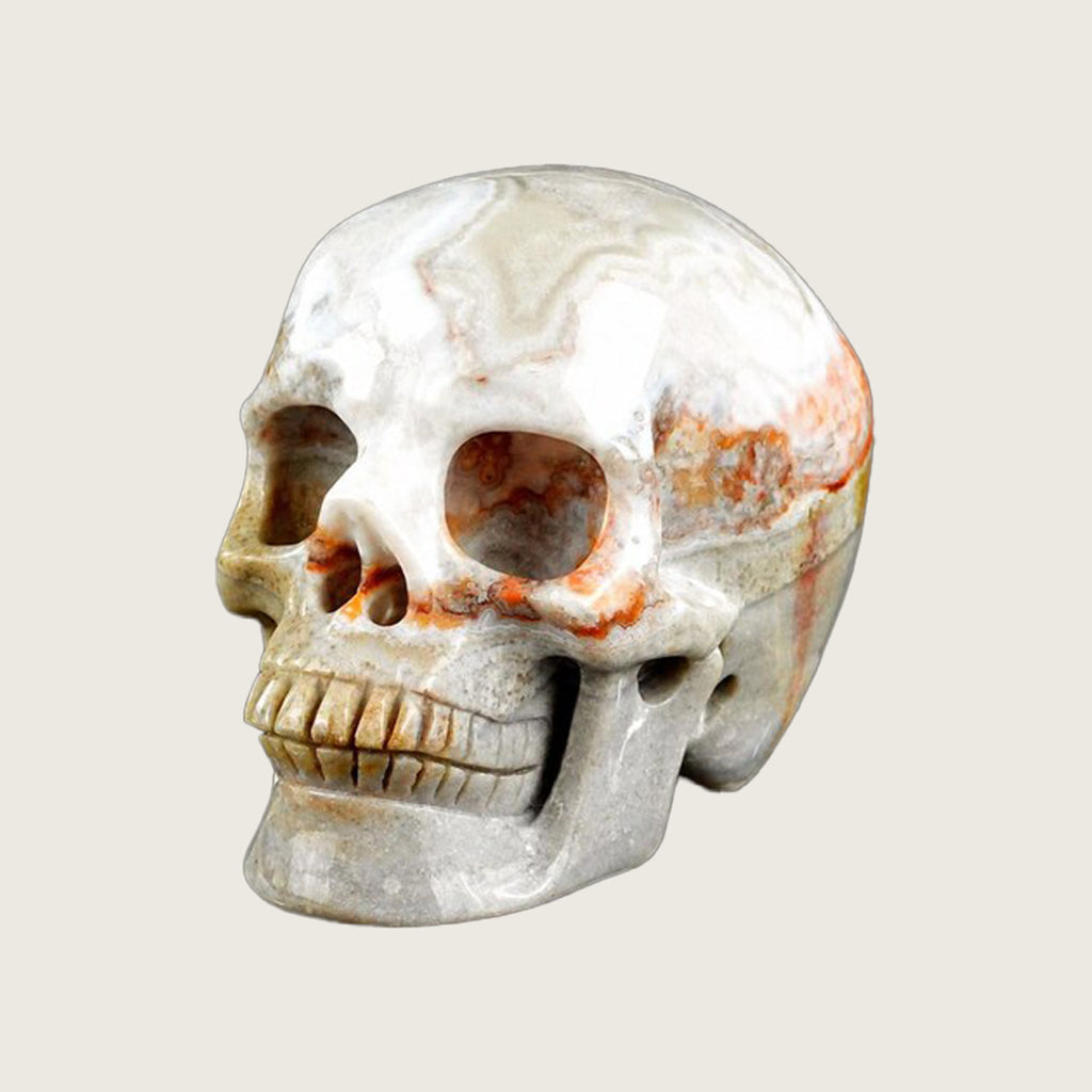 3.0" Red Lace Agate Crystal Skull Carving  #SKH30080