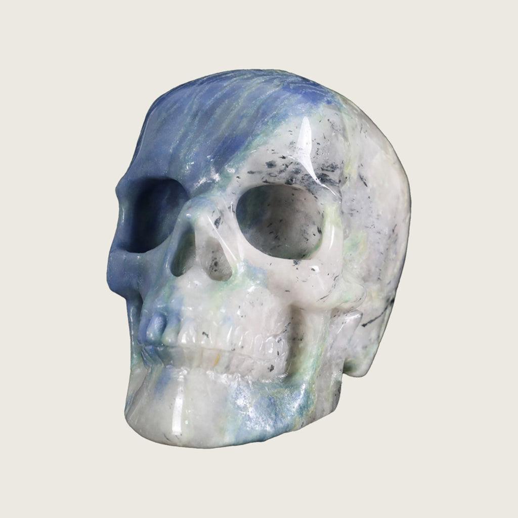 4.5" Blue Aventurine Crystal Skull Carving  #SKH45012