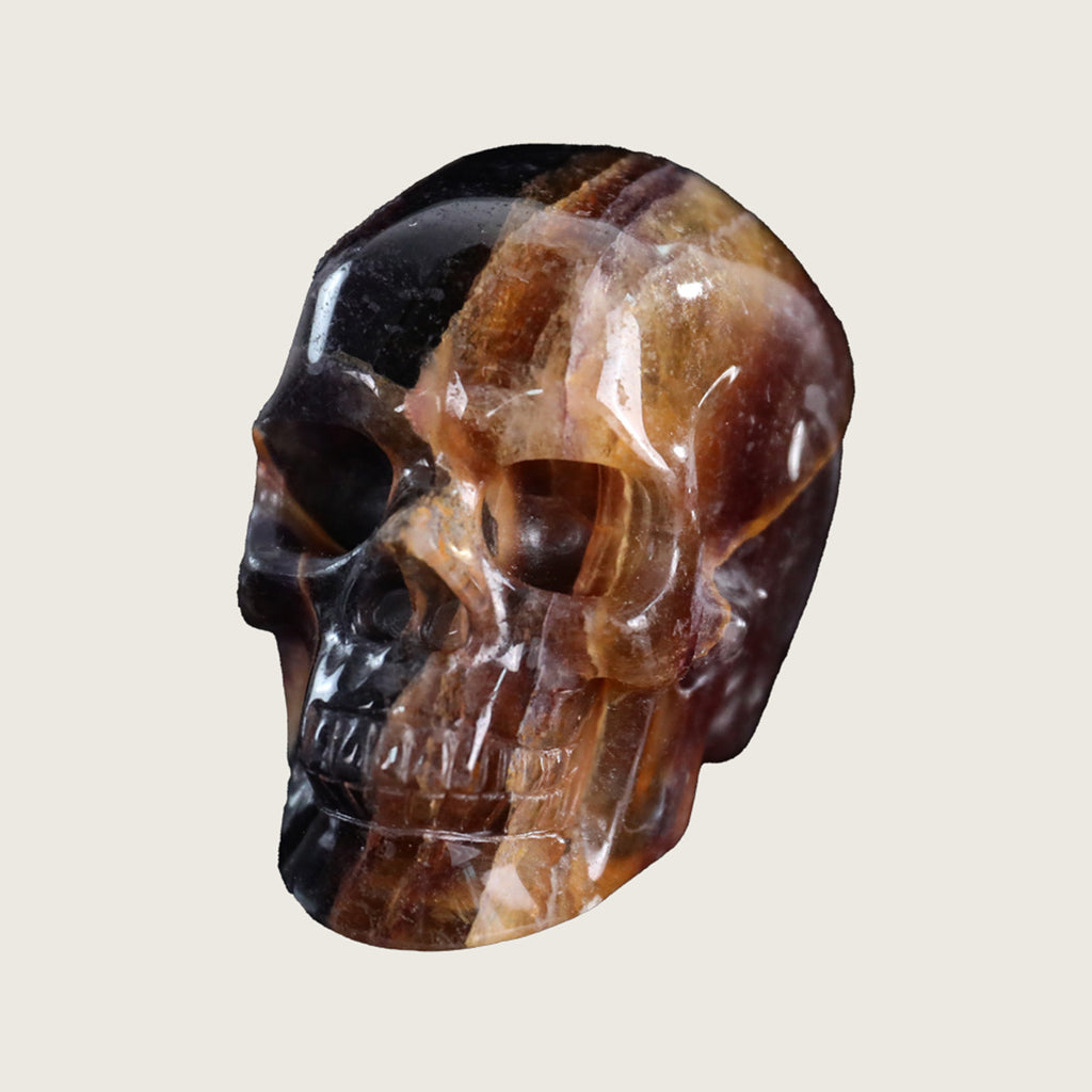 3.0" Coffee Stone Crystal Skull Carving  #SKH30085