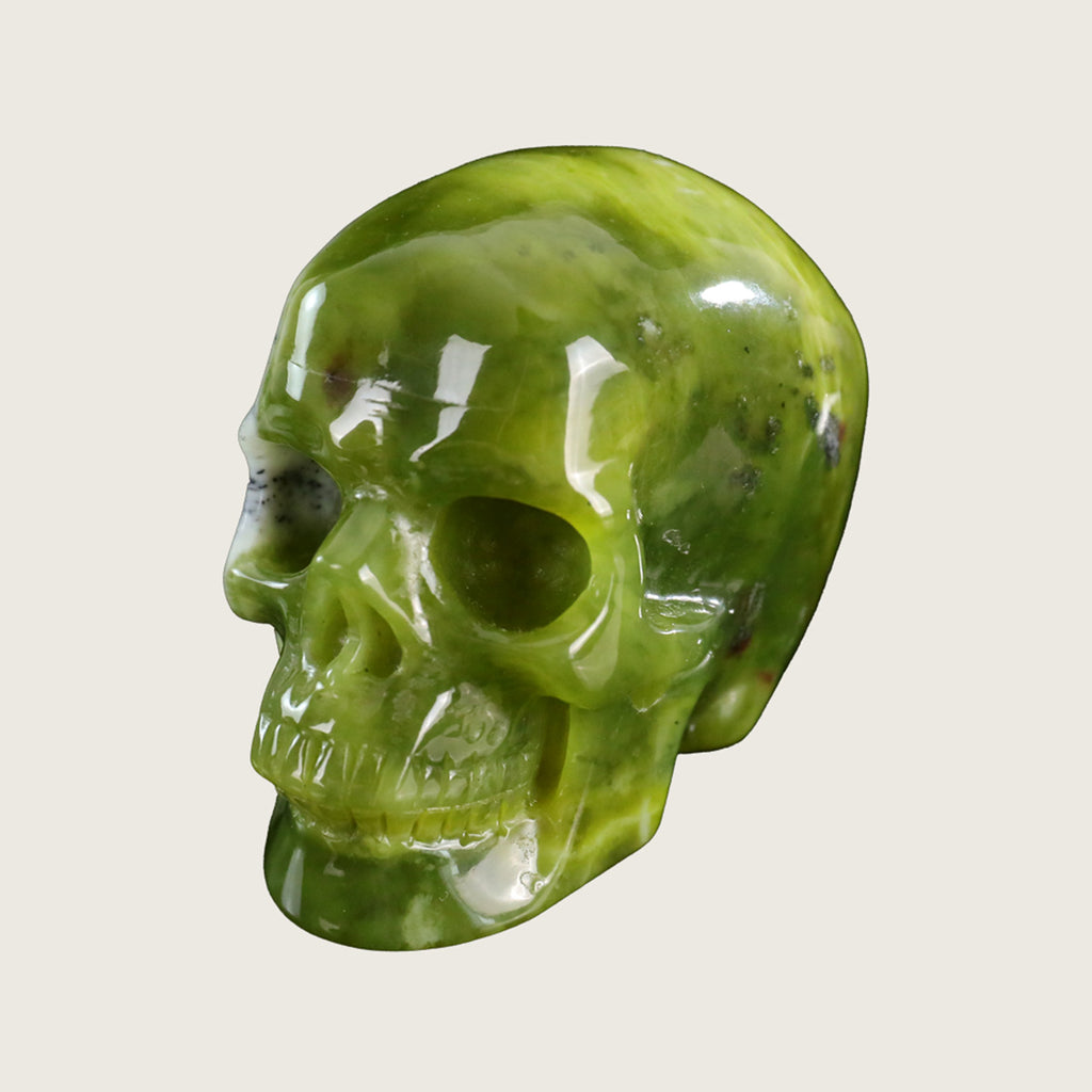 3.0" Xiuyan Jade Crystal Skull Carving  #SKH30049