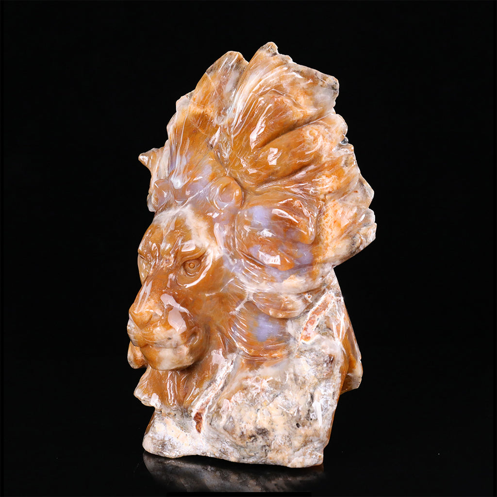 8.3" Yellow Chalcedony Lion Head  #CTC0082