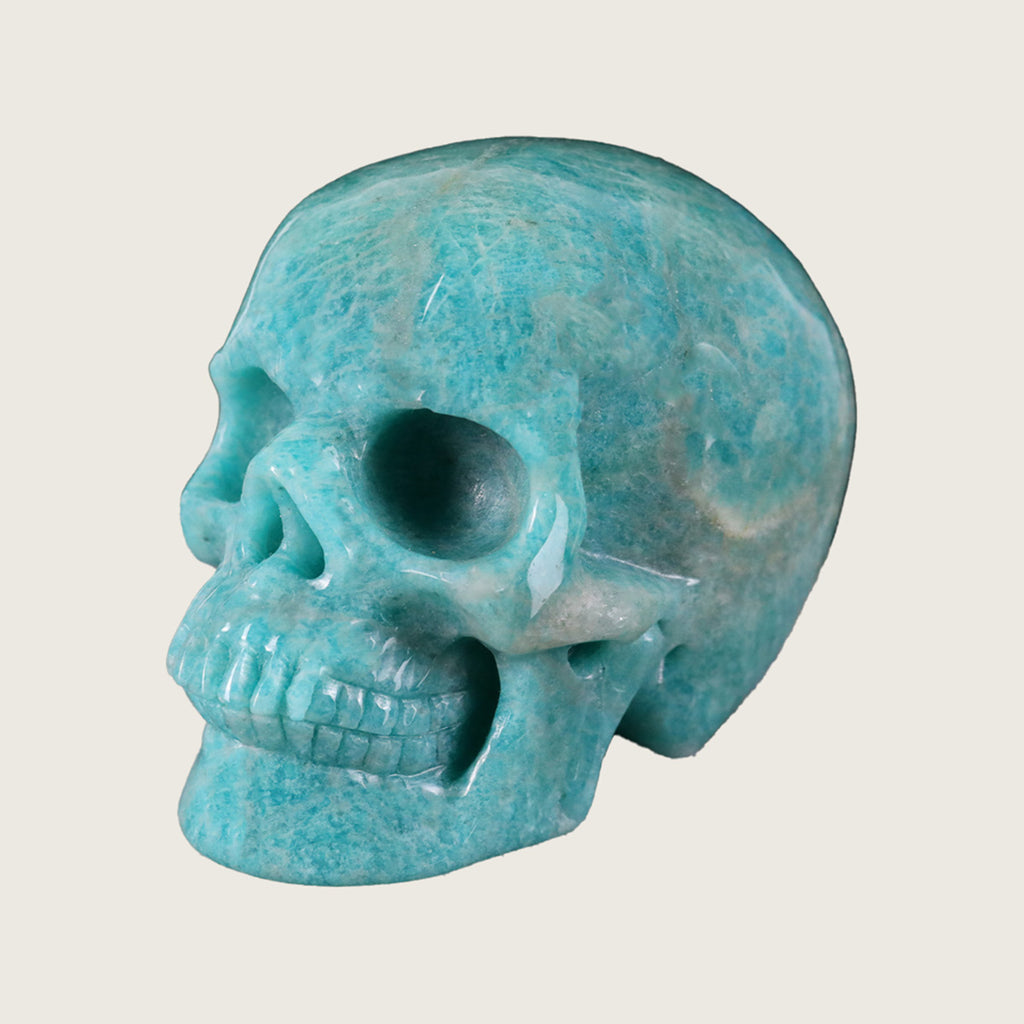 3.0" Amazonite Human Skull Carving  #SKH30024