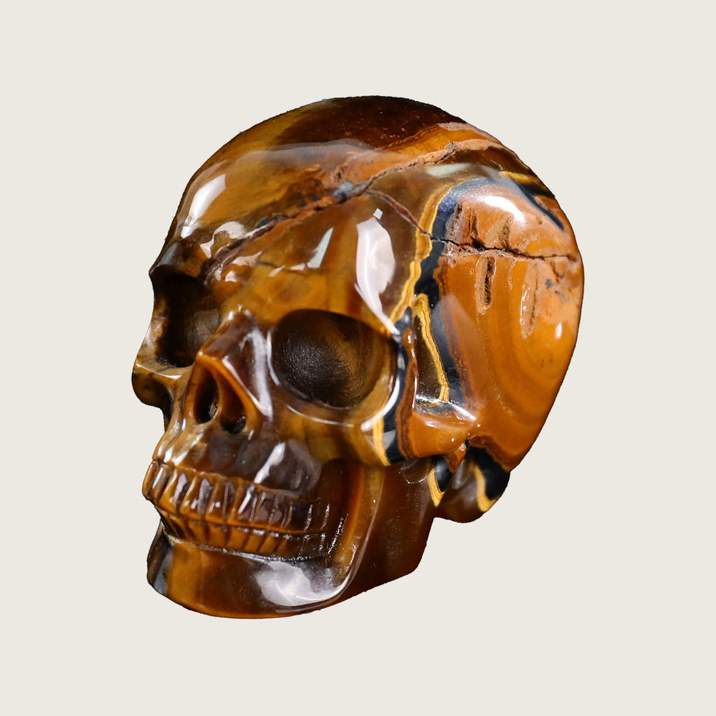 2.2" Tiger Eye Crystal Skull Carving  #SKH22039