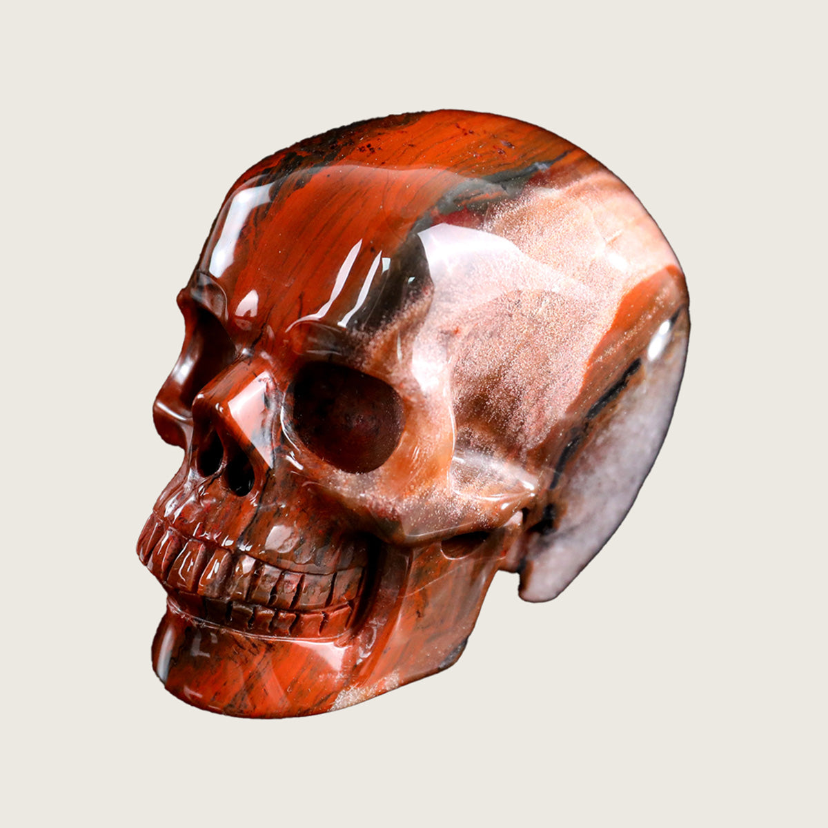 3.0" Red Jasper Human Skull Carving  #SKH30005