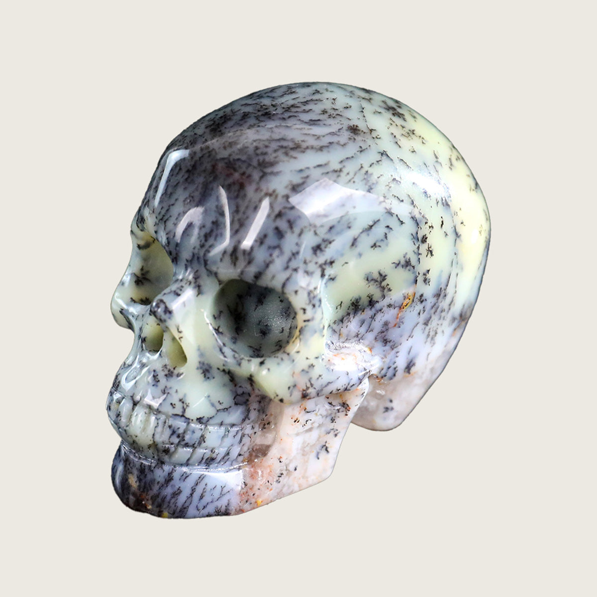 2.2" White Opal Human Skull Carving  #SKH22008