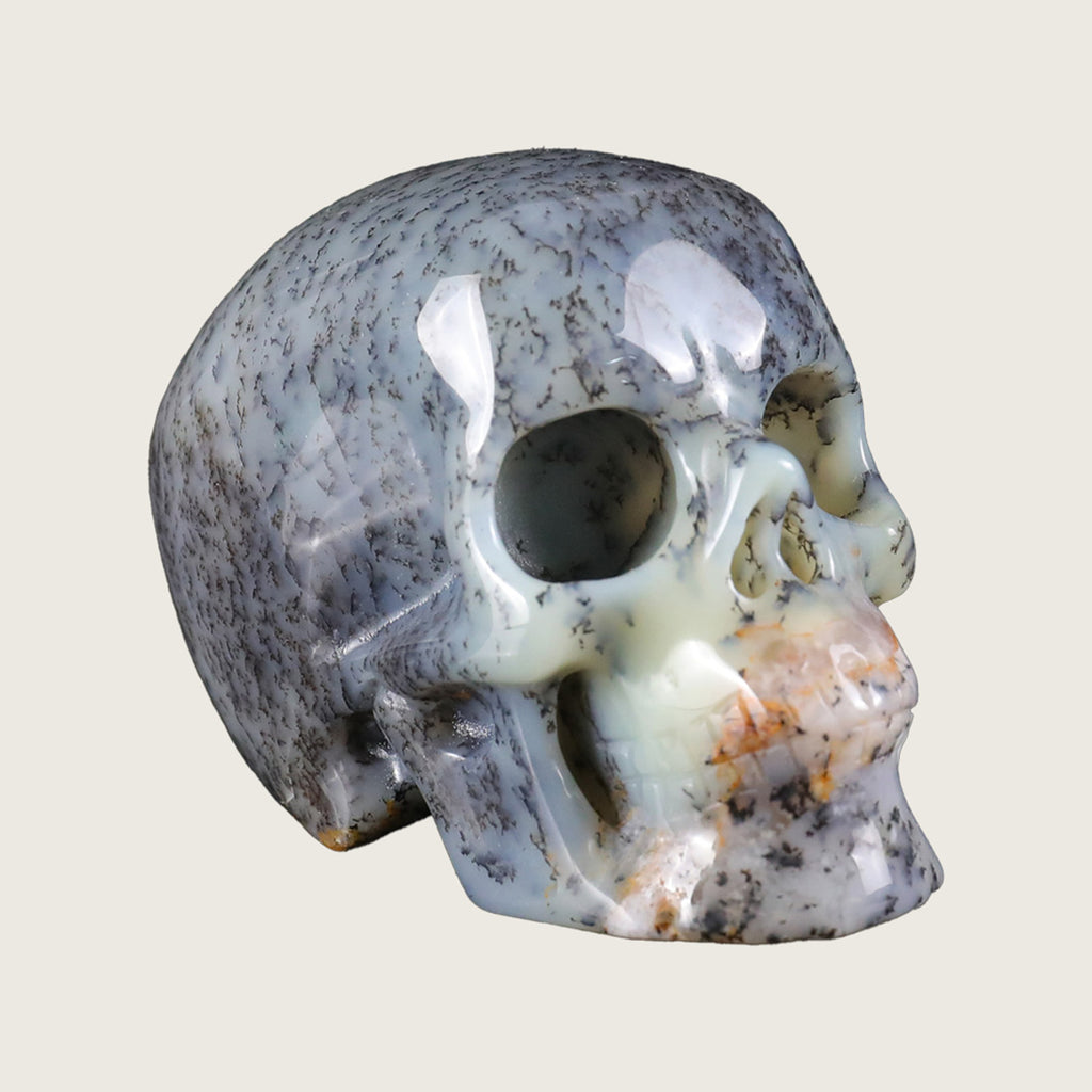 2.2" White Opal Human Skull Carving  #SKH22017