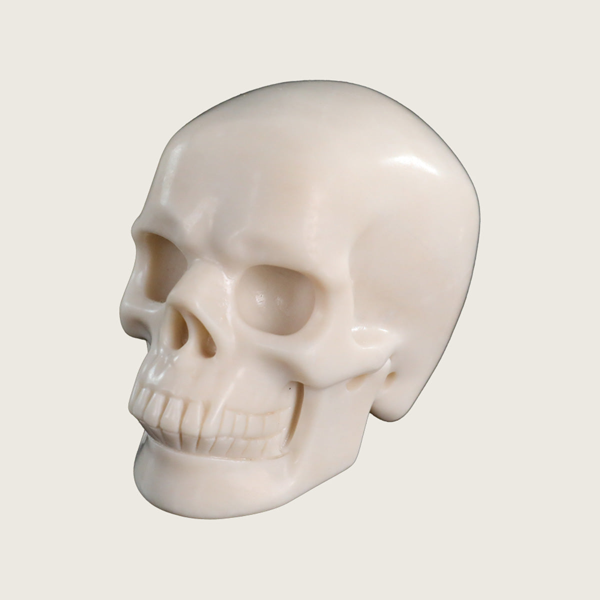 3.0" White Jade Crystal Skull Carving  #SKH30053