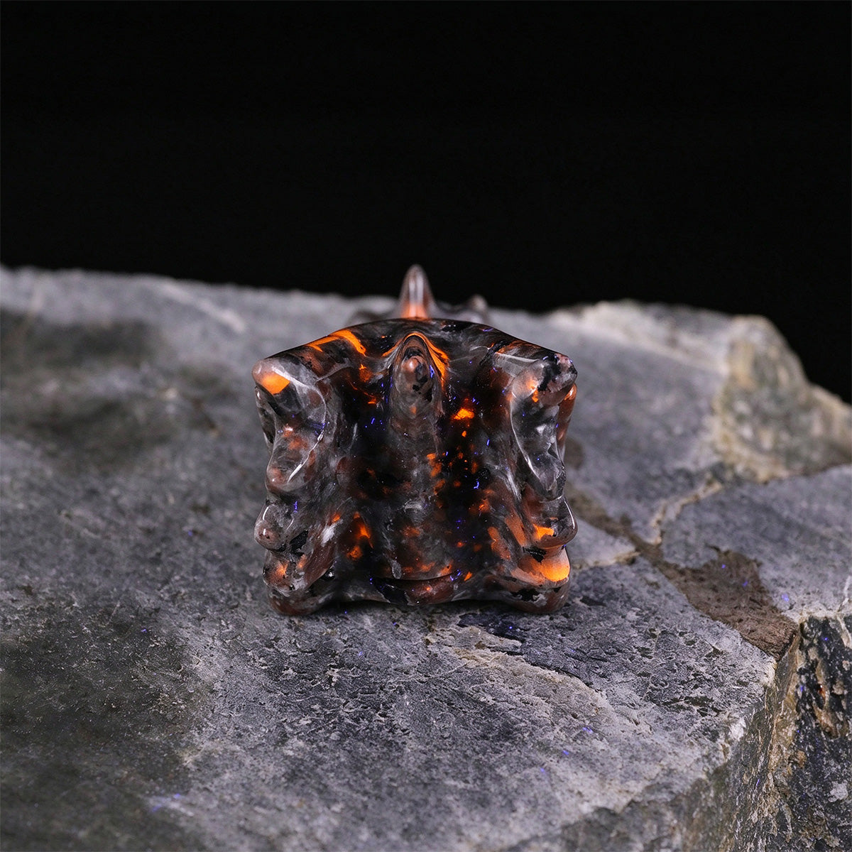 2.5" Fire Stone Dragon Skull Carving  #CSC0050