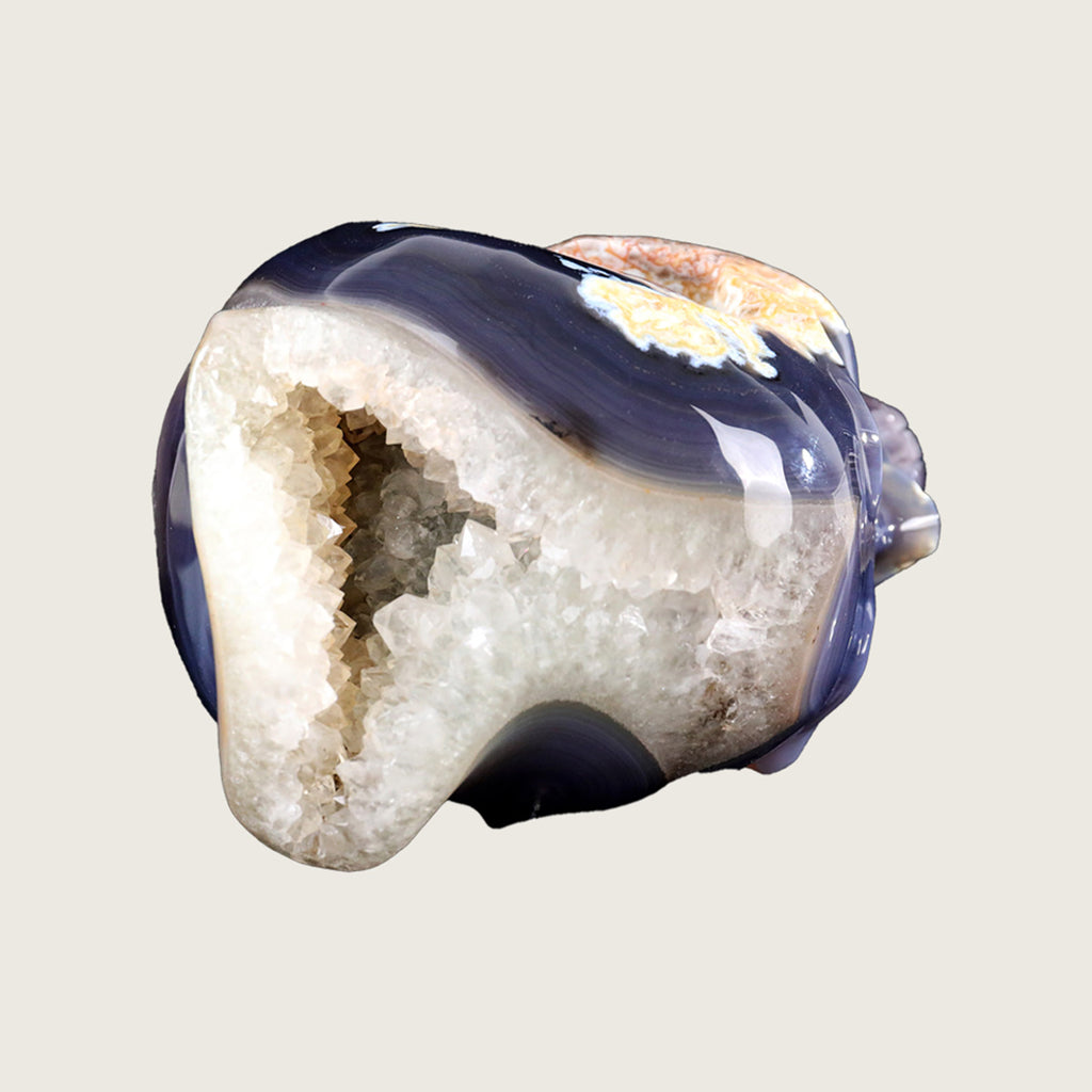 6.0" Geode Agate Crystal Skull Carving  #SCS0018