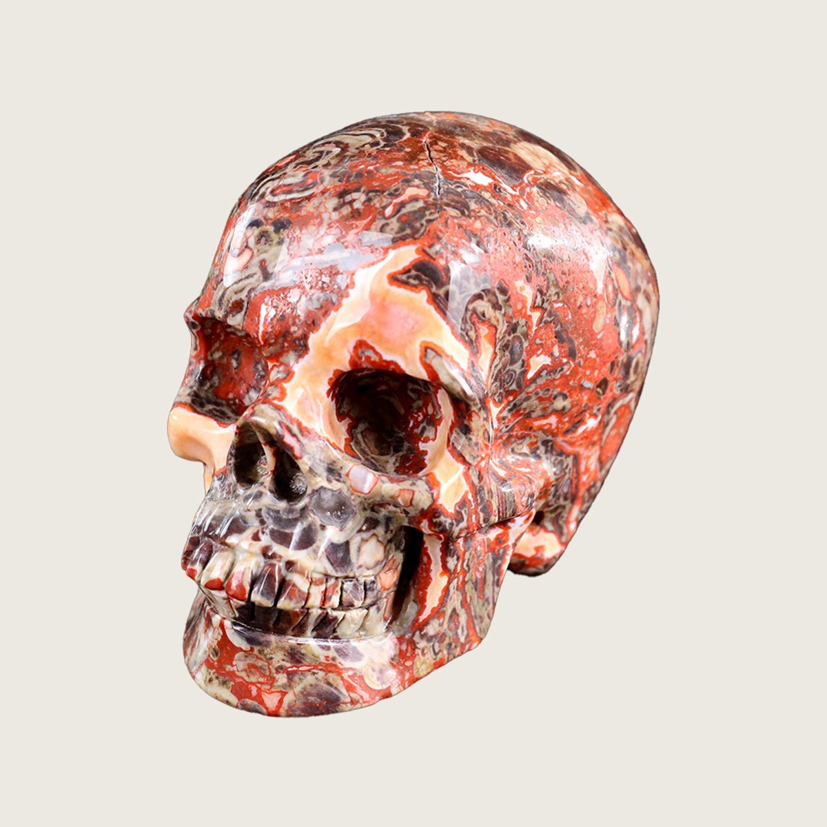 4.5" Coin Agate Crystal Skull Carving  #SKH45008
