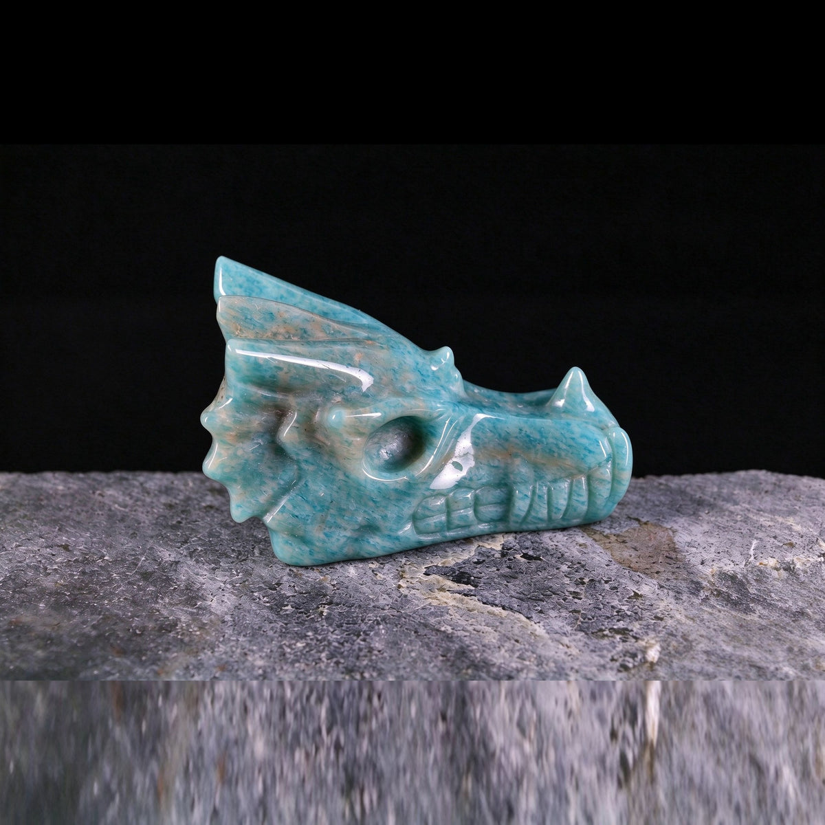 2.5" Amazonite Dragon Skull Carving  #CSC0025
