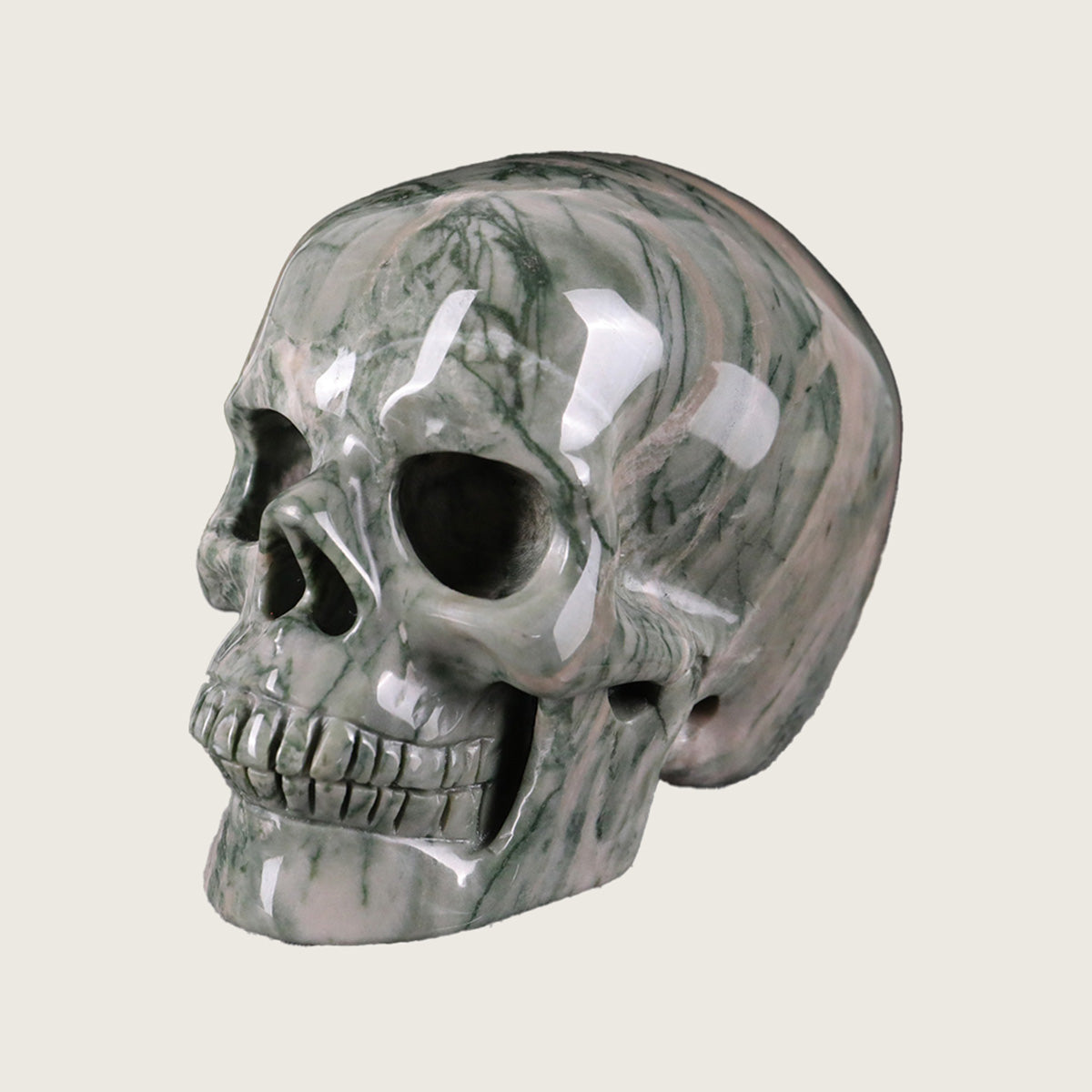 3.0" Jiulong Jade Crystal Skull Carving  #SKH30071