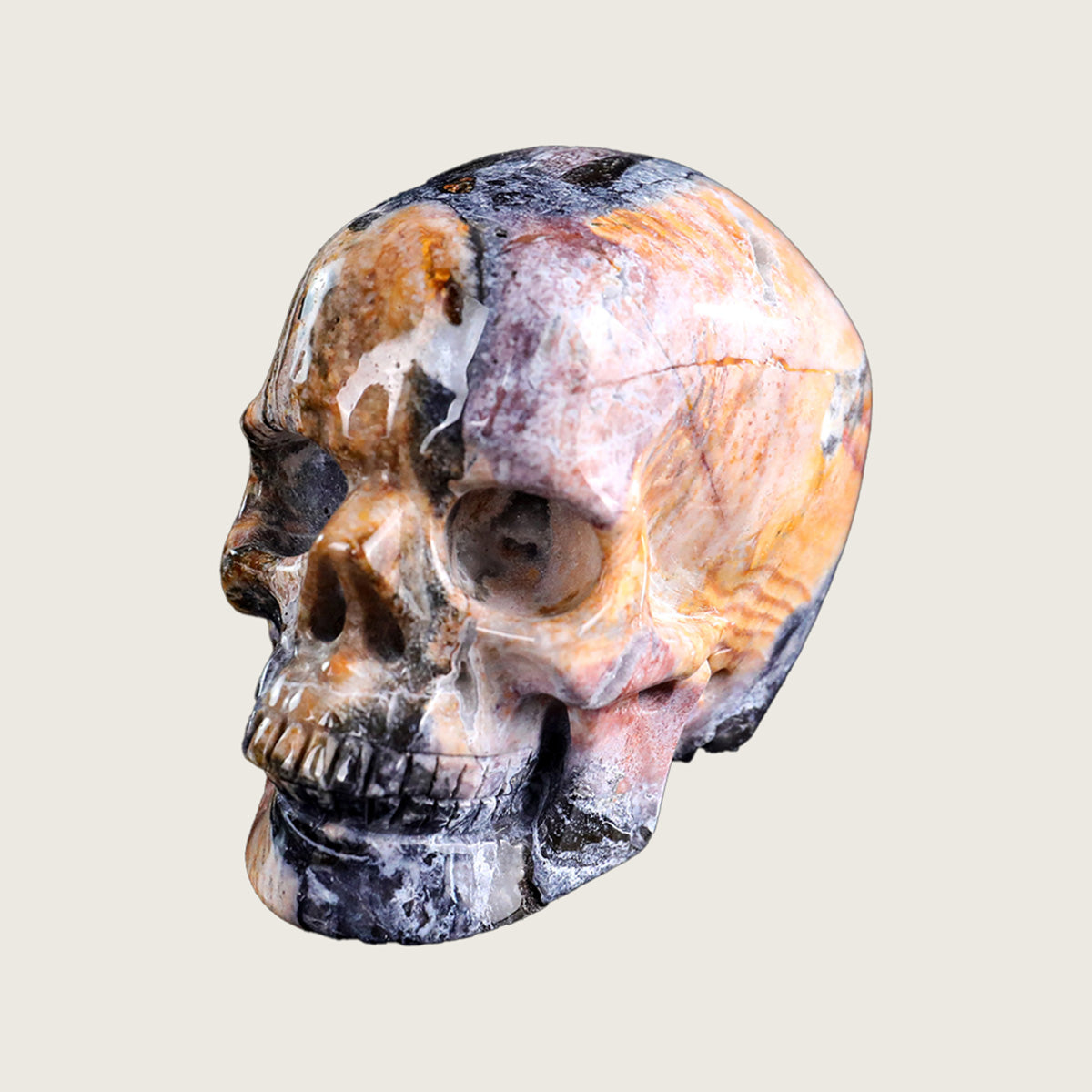 3.0" Crazy Agate Crystal Skull Carving  #SKH30027