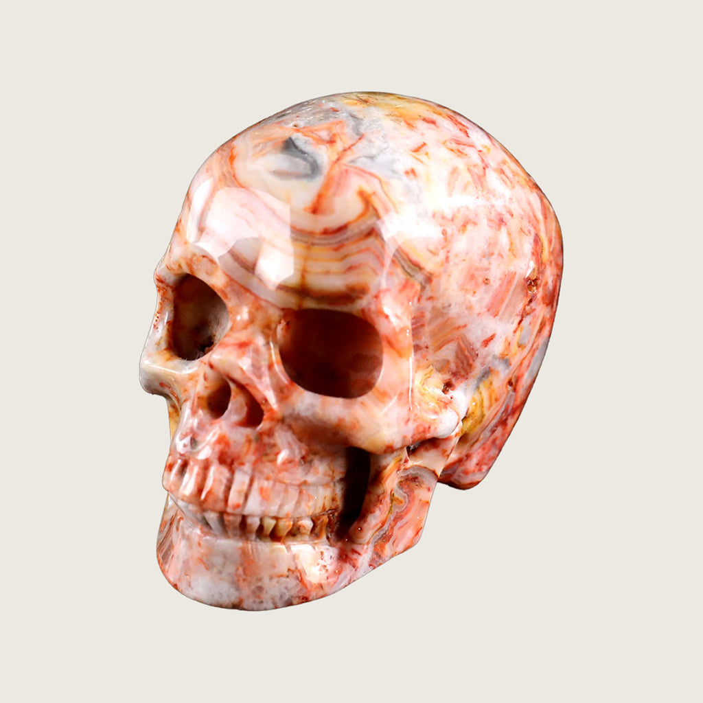 2.2" Crazy Agate Human Skull Carving  #SKH22002