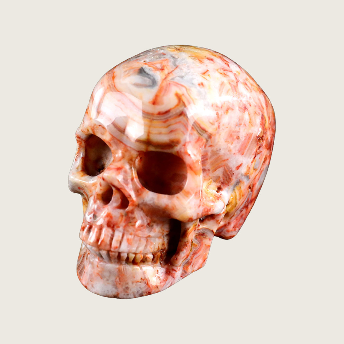 2.2" Crazy Agate Human Skull Carving  #SKH22002