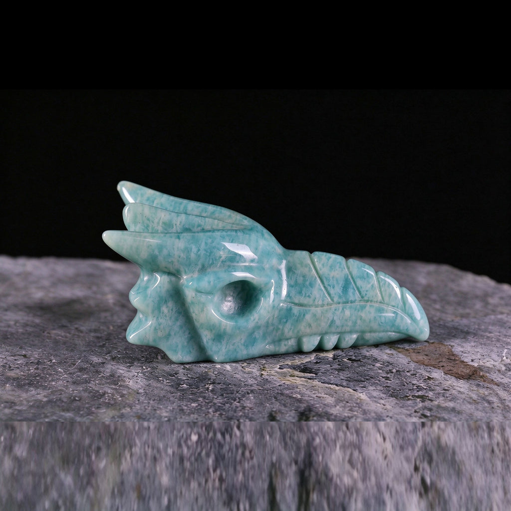 2.5" Amazonite Phoenix Skull Carving  #CSC0027