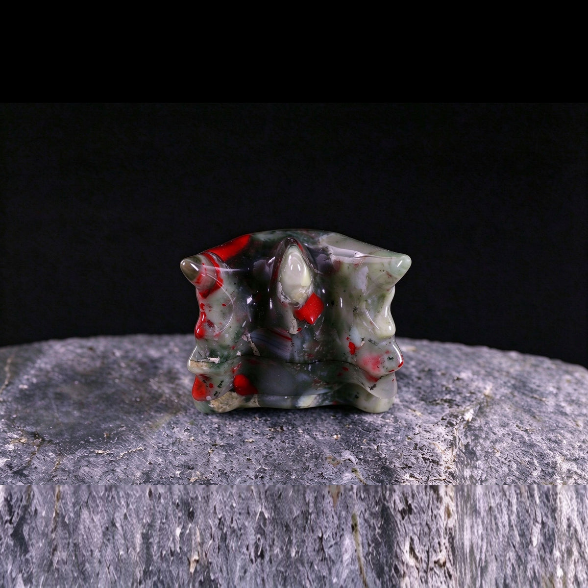 3.0" African Bloodstone Dragon Skull Carving  #CSC0023