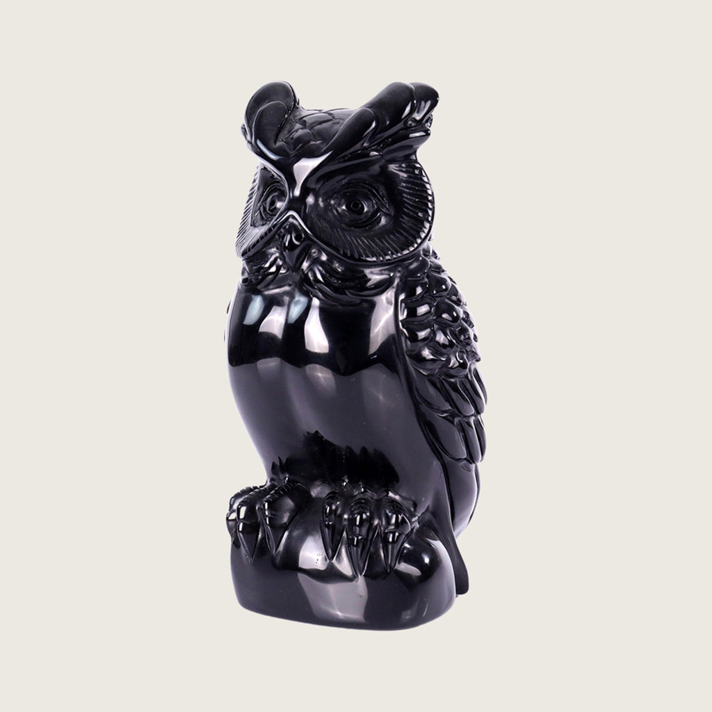 2.8" Black Obsidian Owl Carving  #CTC0052