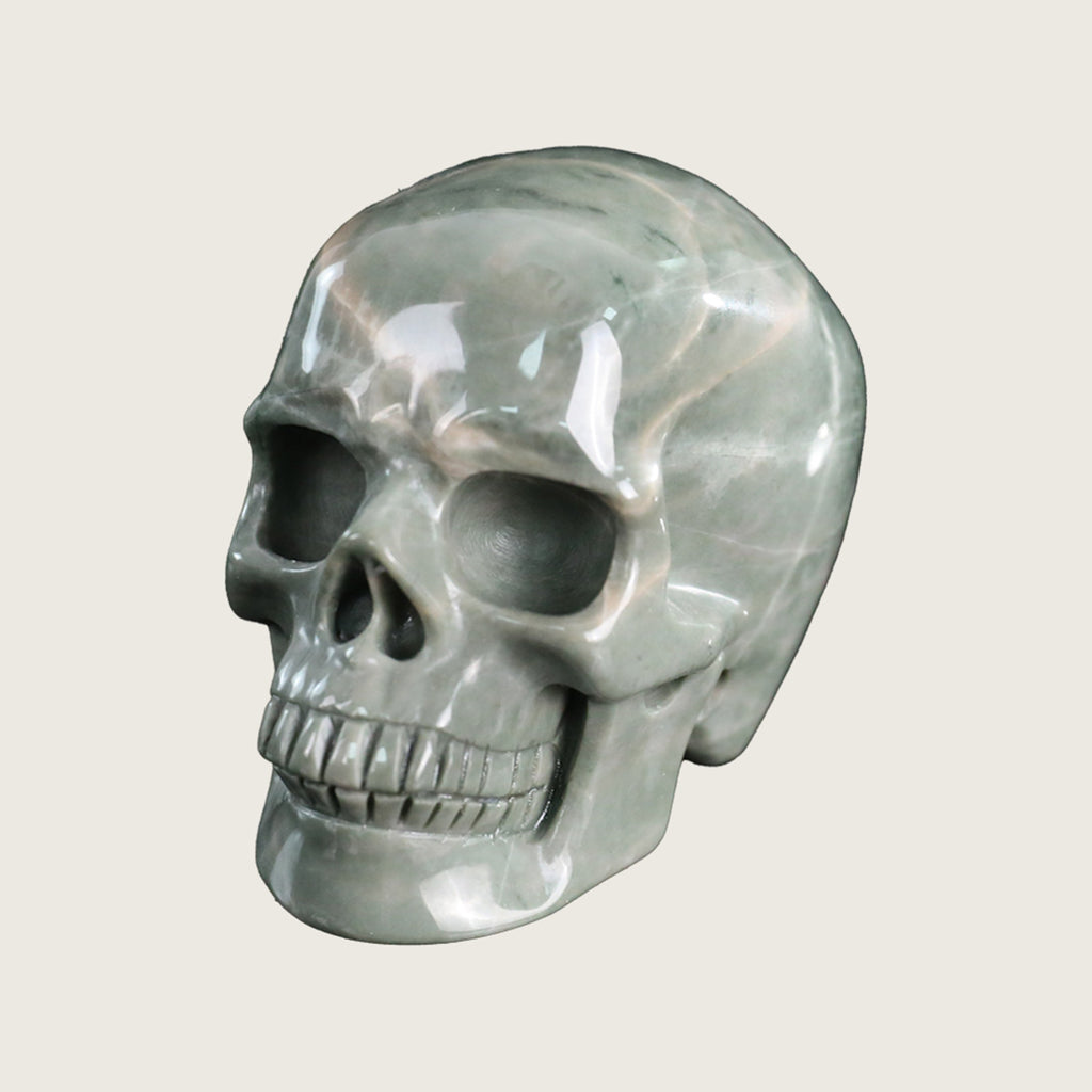 3.0" Nine Dragon Jade Crystal Skull Carving  #SKH30063