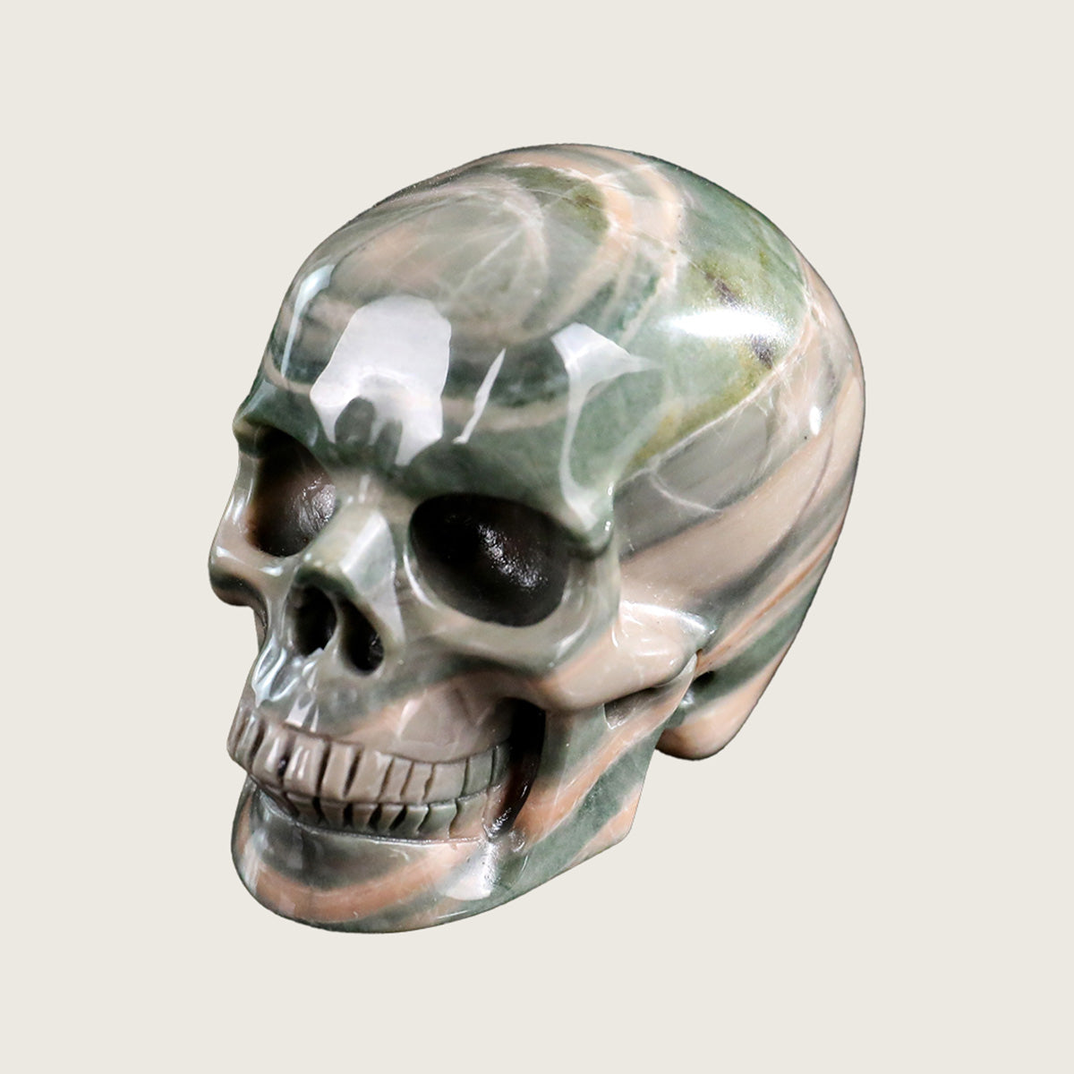 2.2" Nine Dragon Jade Human Skull Carving  #SKH22007
