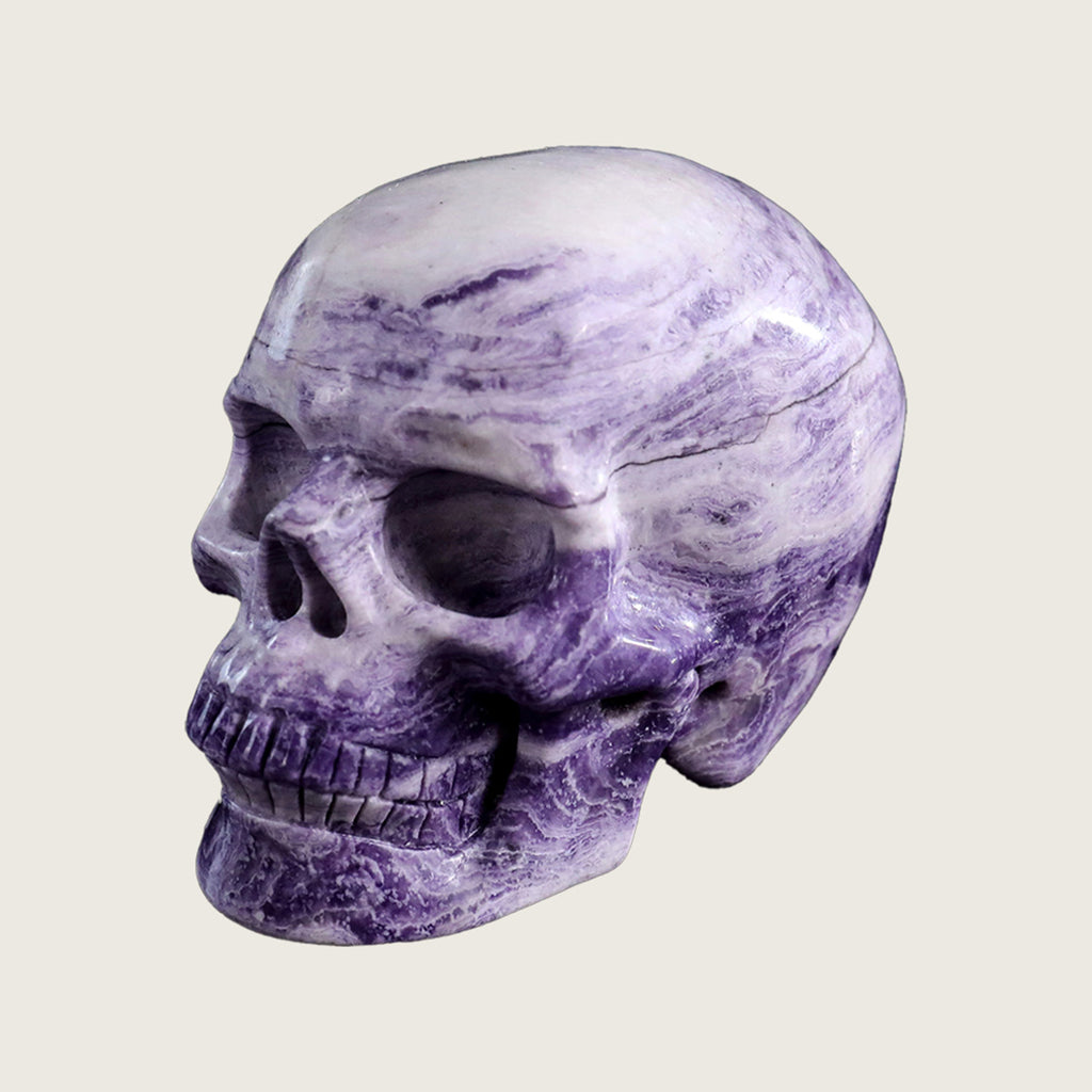 3.0" Purple Malachite Human Skull Carving  #SKH30008