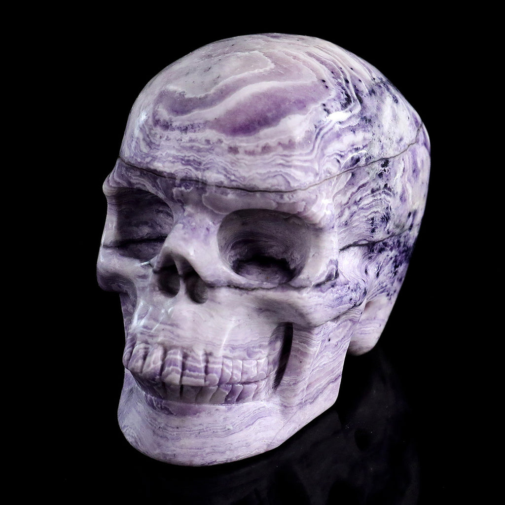 3.0" Purple Malachite Crystal Skull Carving  #SKH30097