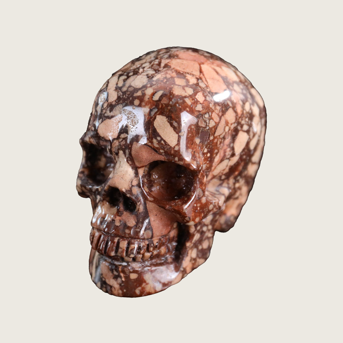 3.0" Coffee Stone Crystal Skull Carving  #SKH30059