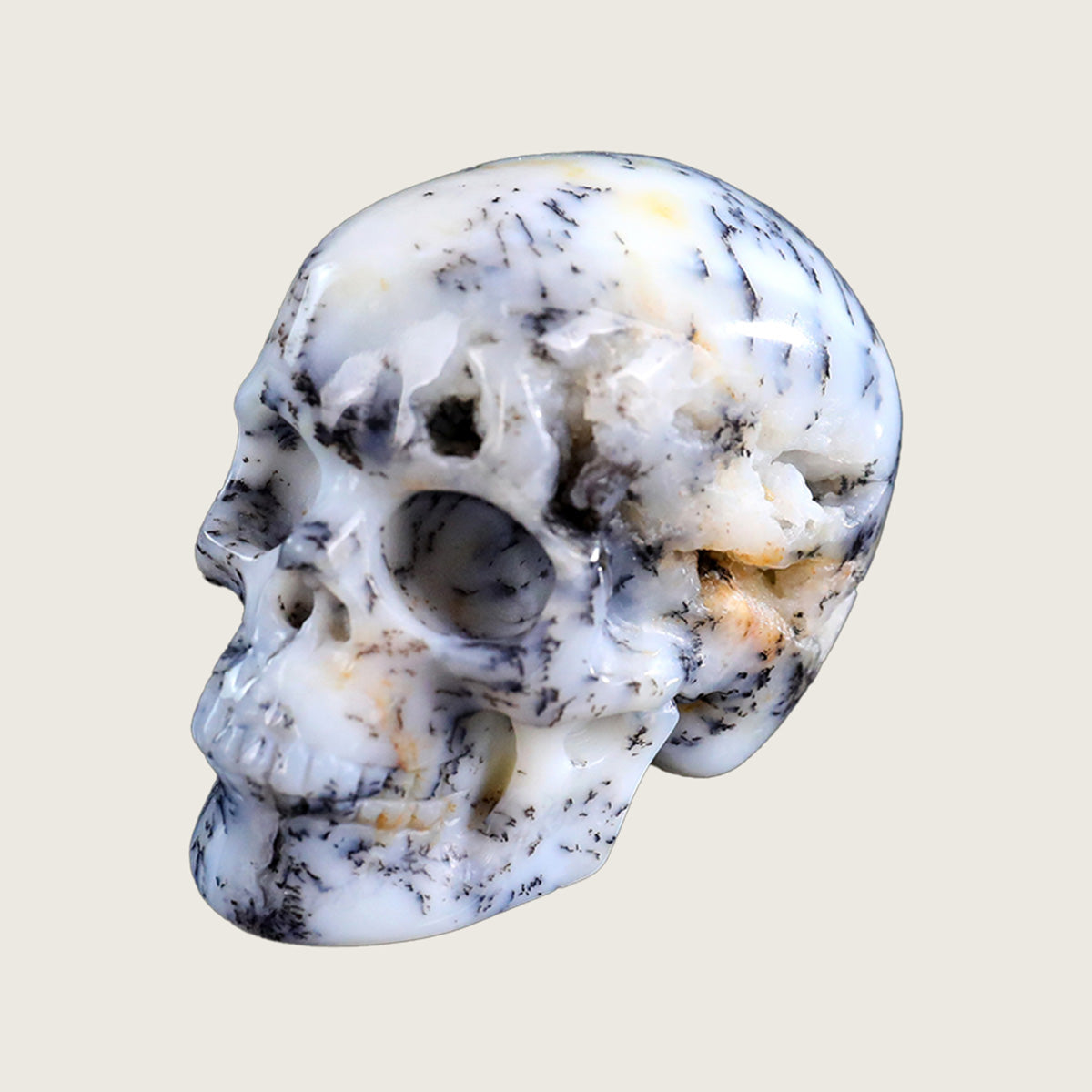 2.2" White Opal Crystal Skull Carving  #SKH22044