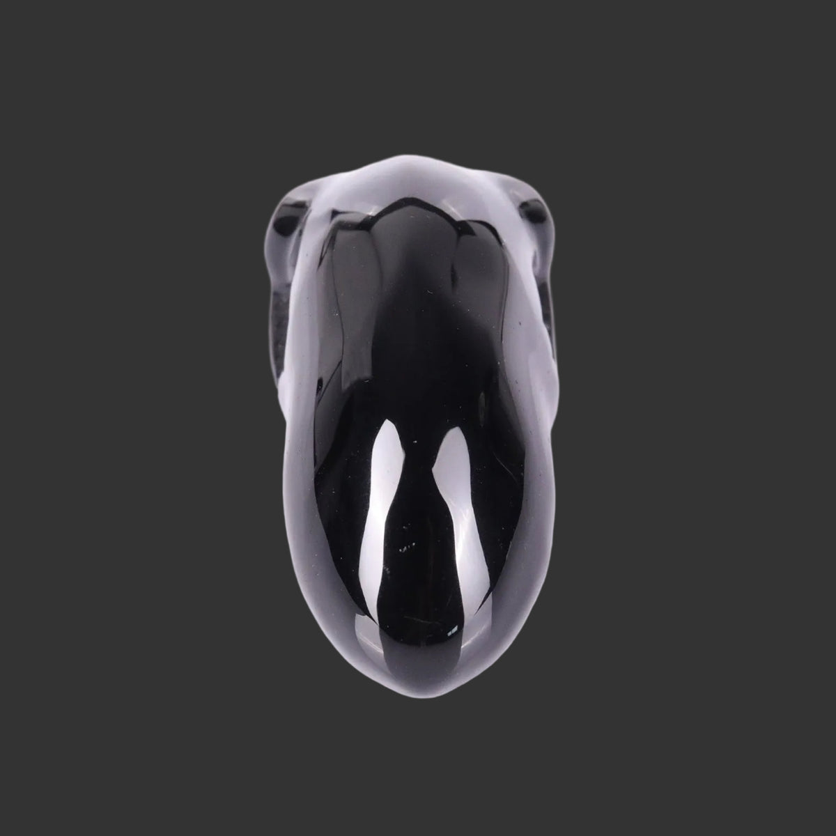 3.9" Black Obsidian Maya Alien Skull Carving  #CSC0033