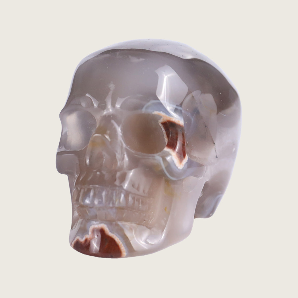 2.2" Volcanic Agate Human Skull Carving  #SKH22014