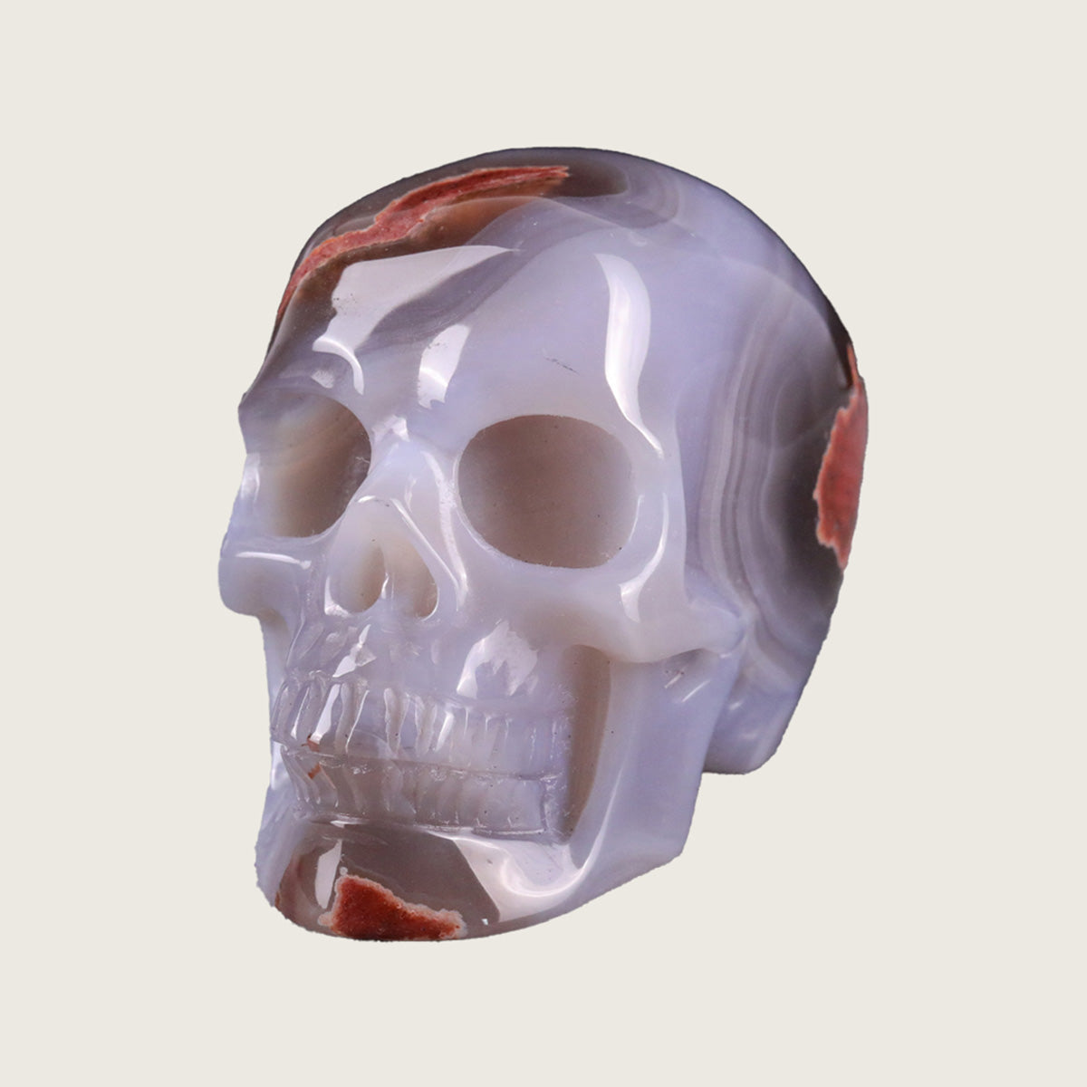 2.2" Solid Volcanic Agate Crystal Skull Carving  #SKH22048