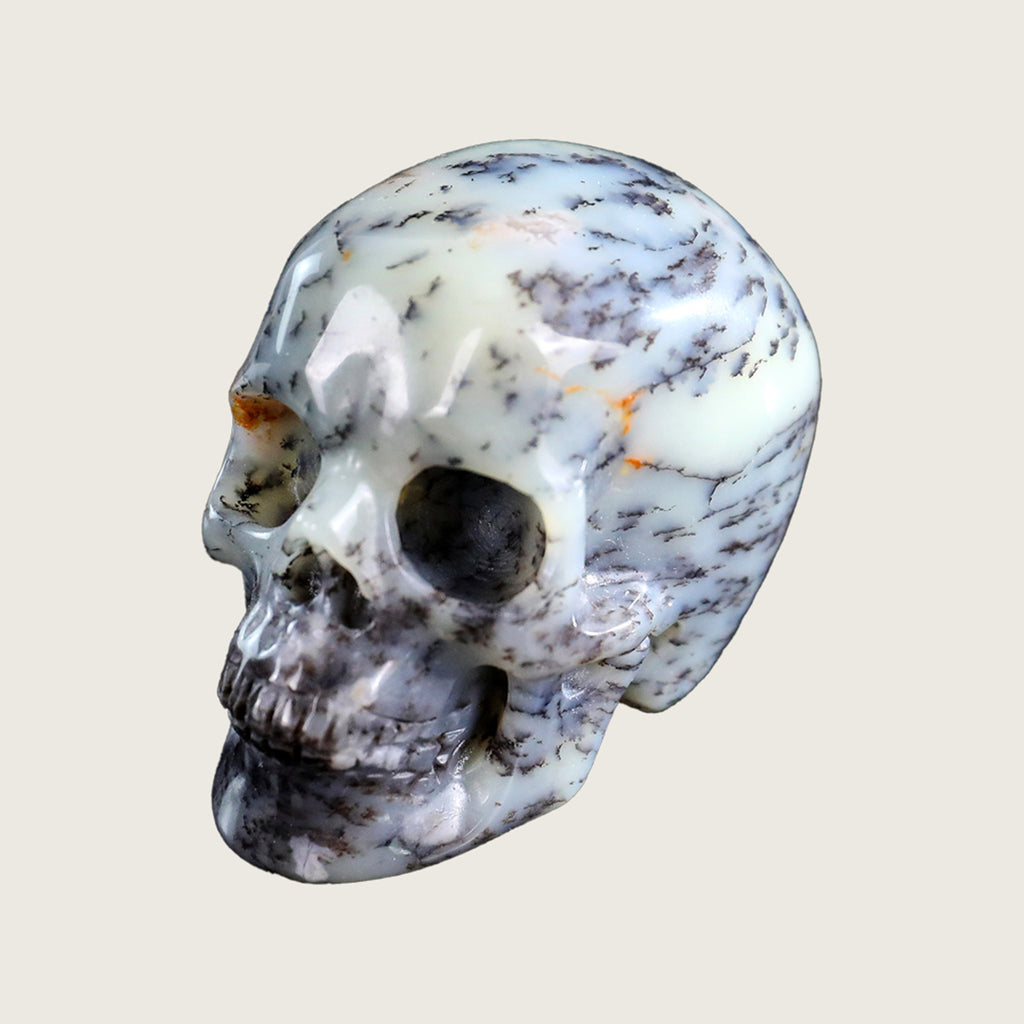 2.2" White Opal Crystal Skull Carving  #SKH22042