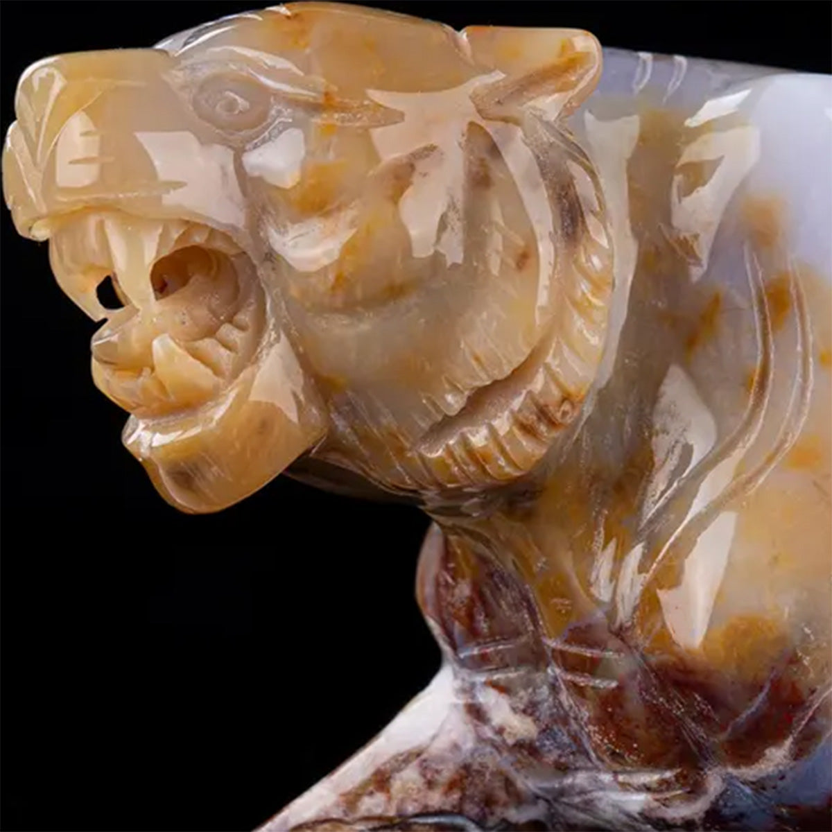 8.3" Yellow Chalcedony Roaring Tiger  #CTC0087