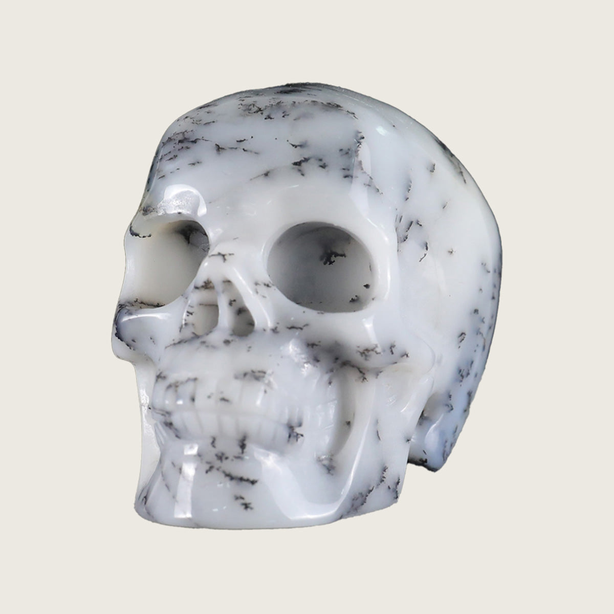 2.2" White Opal Crystal Skull Carving  #SKH22047