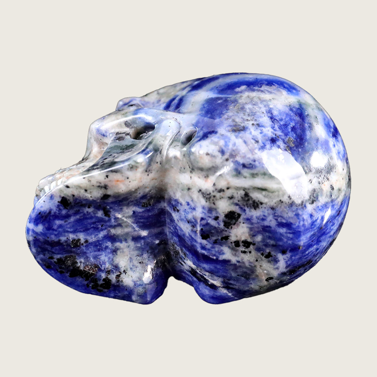 3.0" Sodalite Human Skull Carving  #SKH30002