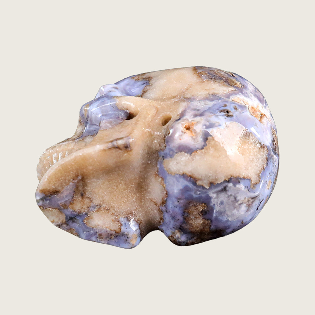 3.0" Blue Flower Agate Crystal Skull Carving  #SKH30034
