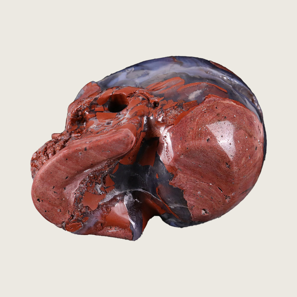 3.0" Volcanic Agate Human Skull Carving  #SKH30023