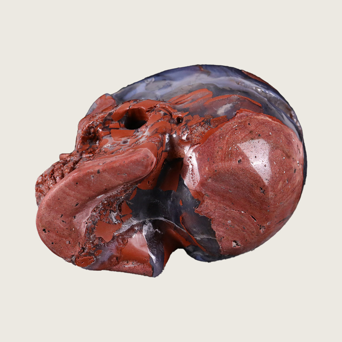 3.0" Volcanic Agate Human Skull Carving  #SKH30023