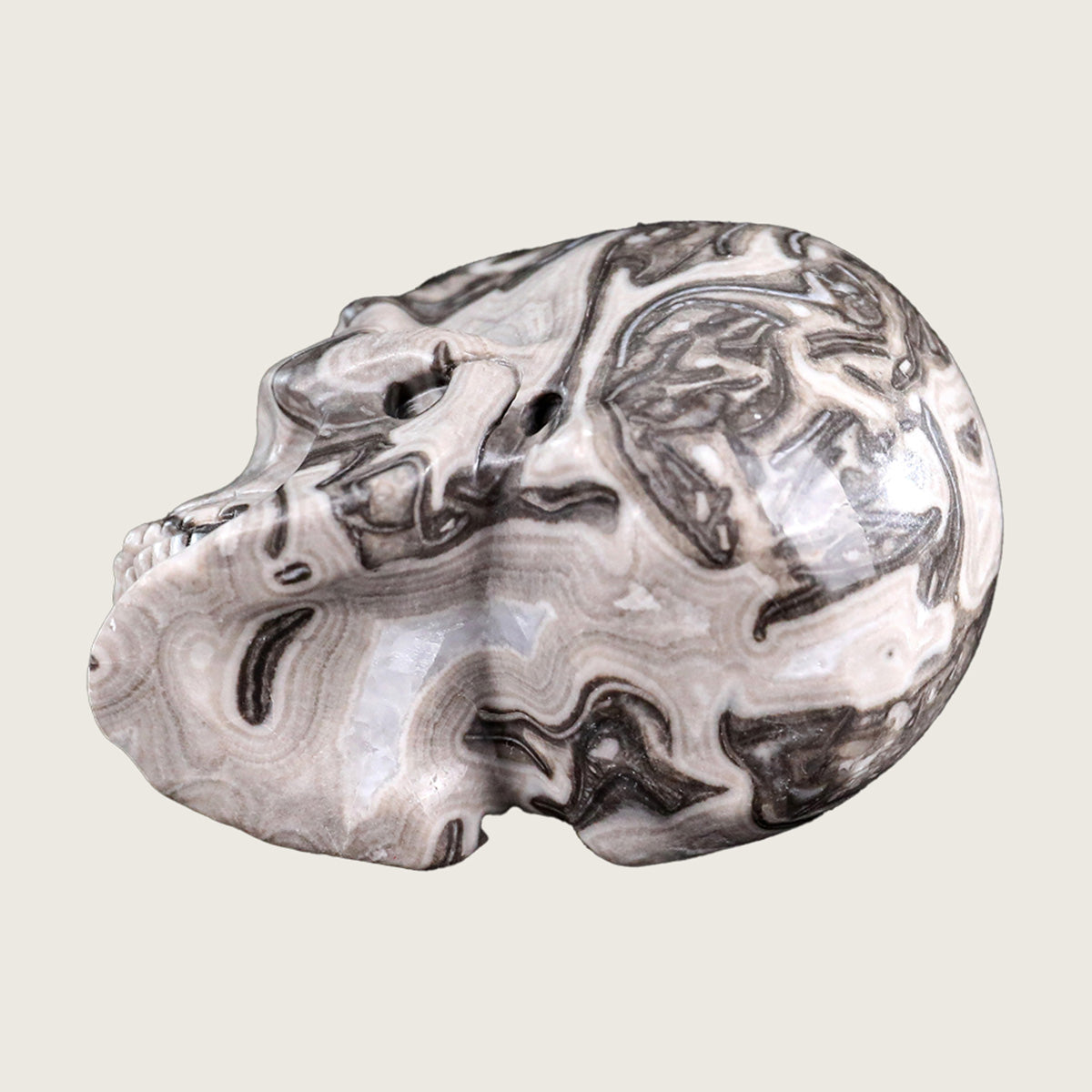 3.0" Black Crazy Agate Crystal Skull Carving  #SKH30026