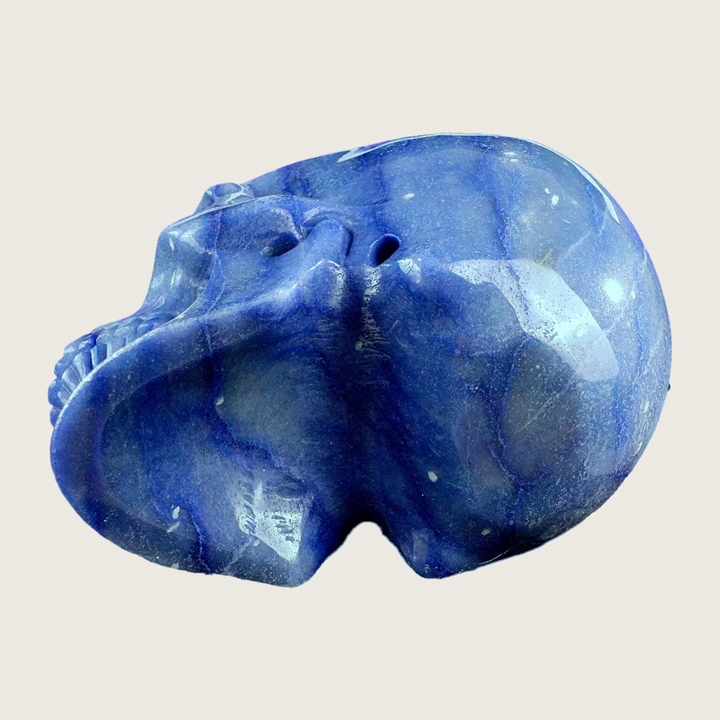 4.5" Blue Aventurine Crystal Skull Carving  #SKHBL4501