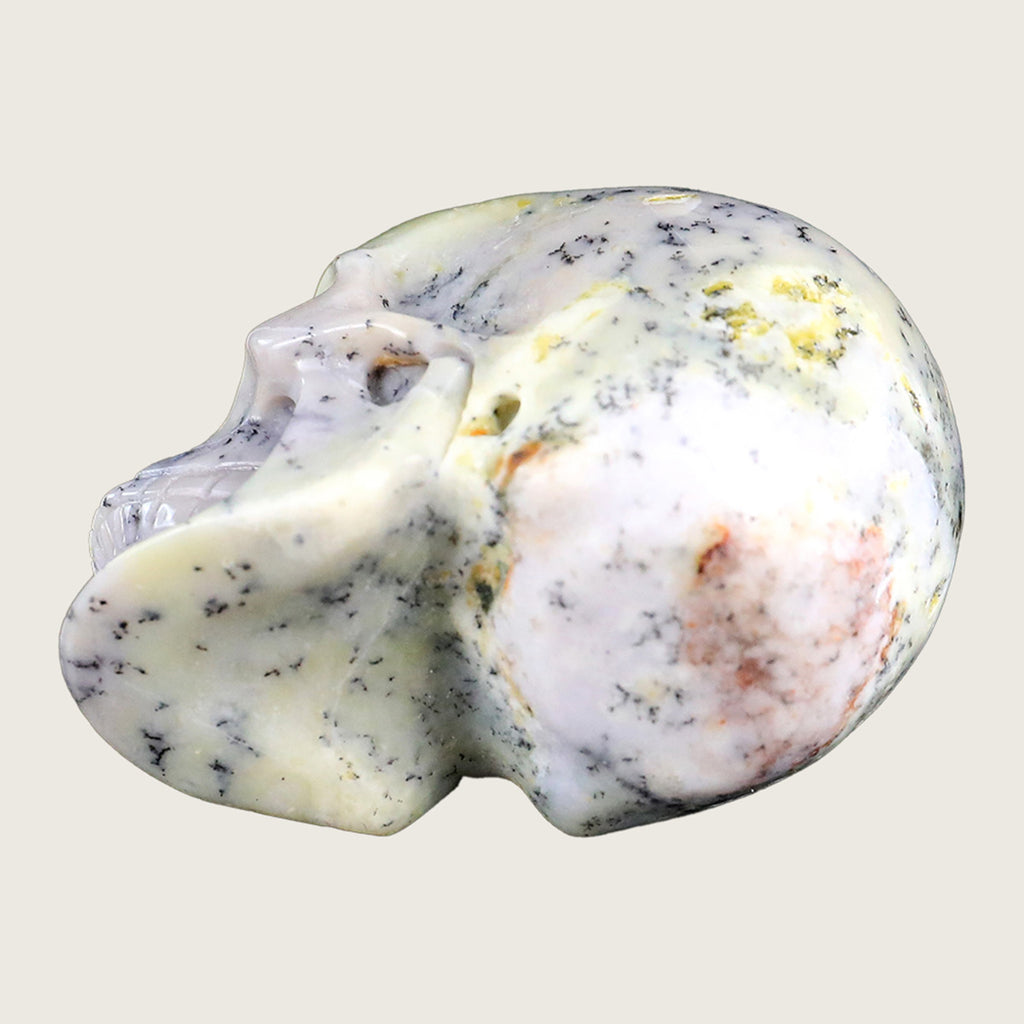 2.2" White Opal Human Skull Carving  #SKH22006