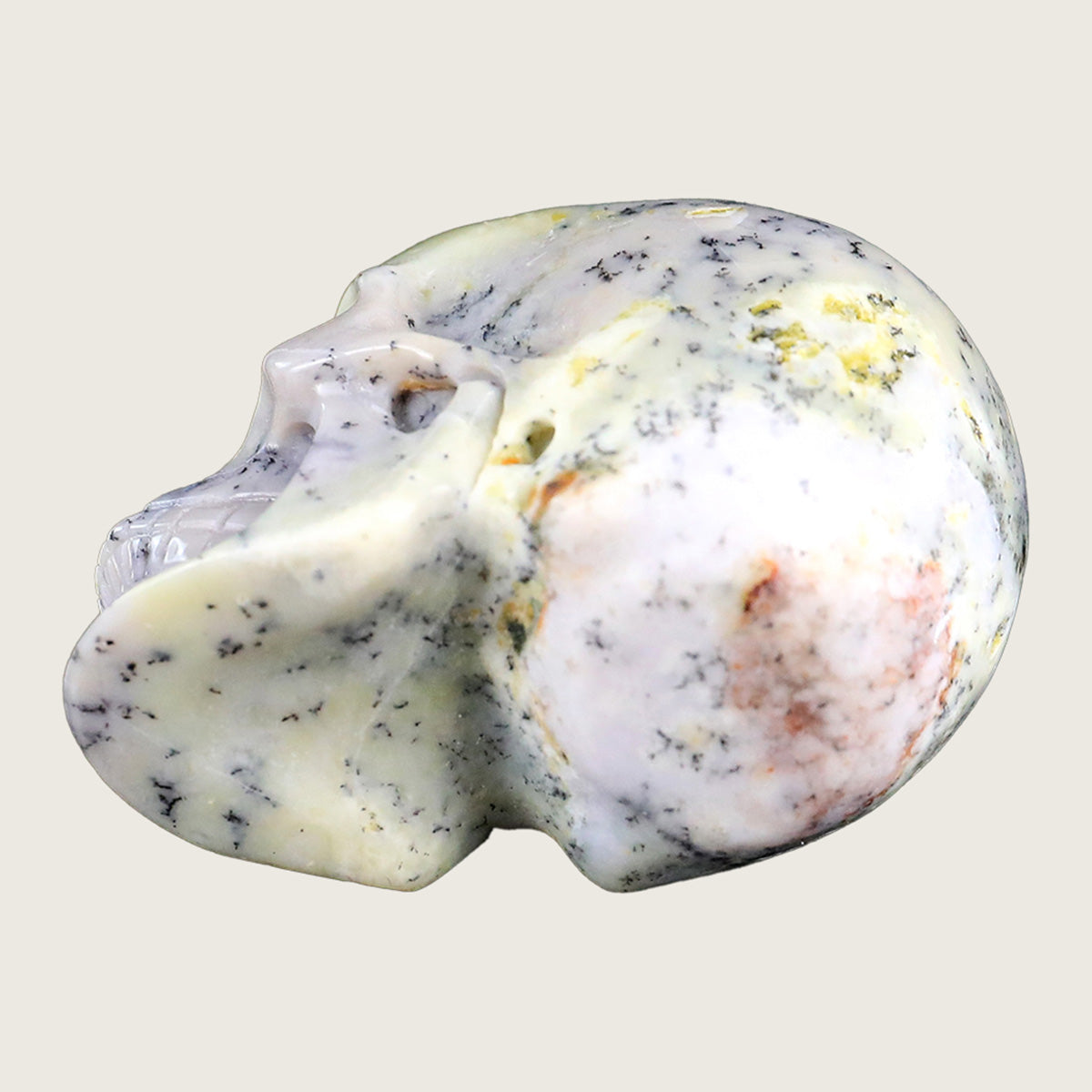 2.2" White Opal Human Skull Carving  #SKH22006