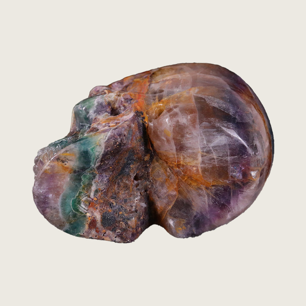 3.0" Fluorite Human Skull Carving  #SKH30022
