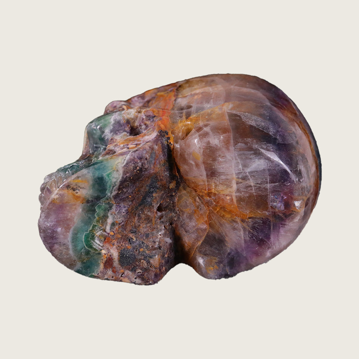 3.0" Fluorite Human Skull Carving  #SKH30022