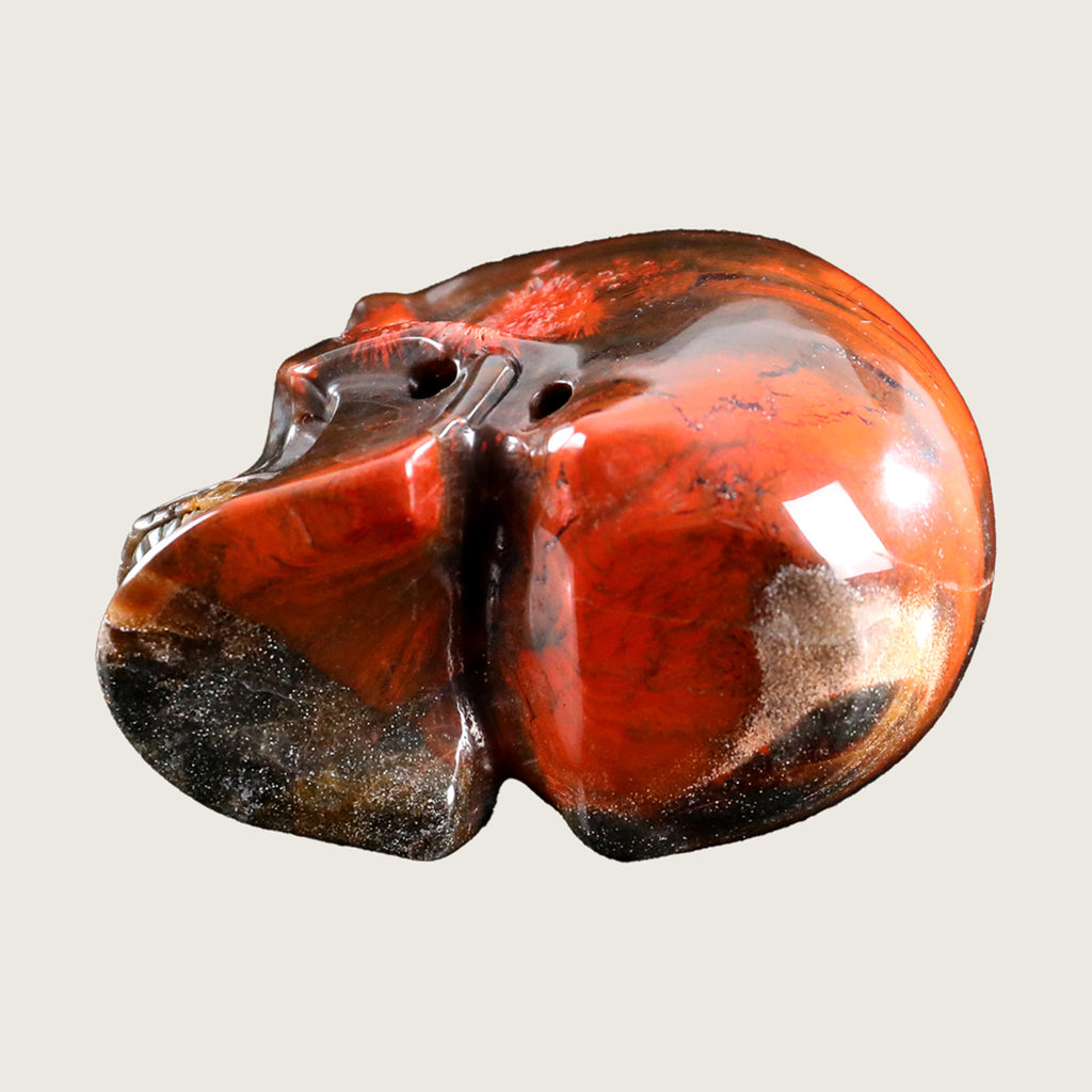 3.0" Red Jasper Human Skull Carving  #SKH30013